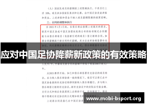 应对中国足协降薪新政策的有效策略 应对中国足协降薪新政策的有效策略