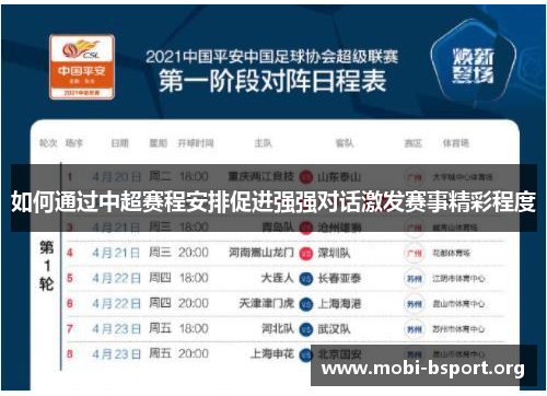 如何通过中超赛程安排促进强强对话激发赛事精彩程度 如何通过中超赛程安排促进强强对话激发赛事精彩程度
