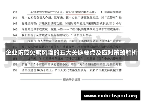 企业防范欠薪风险的五大关键要点及应对策略解析 企业防范欠薪风险的五大关键要点及应对策略解析